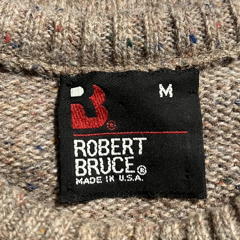 Vintage Robert Bruce Sweater Mens M Wool Red Blue Geometric Pattern Heavyweight - Picture 12 of 13